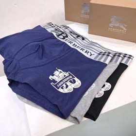 burberry Men's stylish solid color printed large logo breathable boxer briefs Underwear Shorts 3pcs-2419  