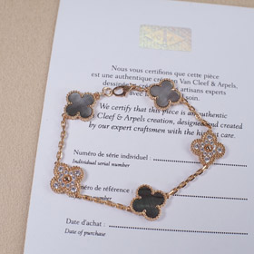 Van Cleef & Arpels Grey Mother-of-Pearl Diamond Five-Flower Bracelet-3691  